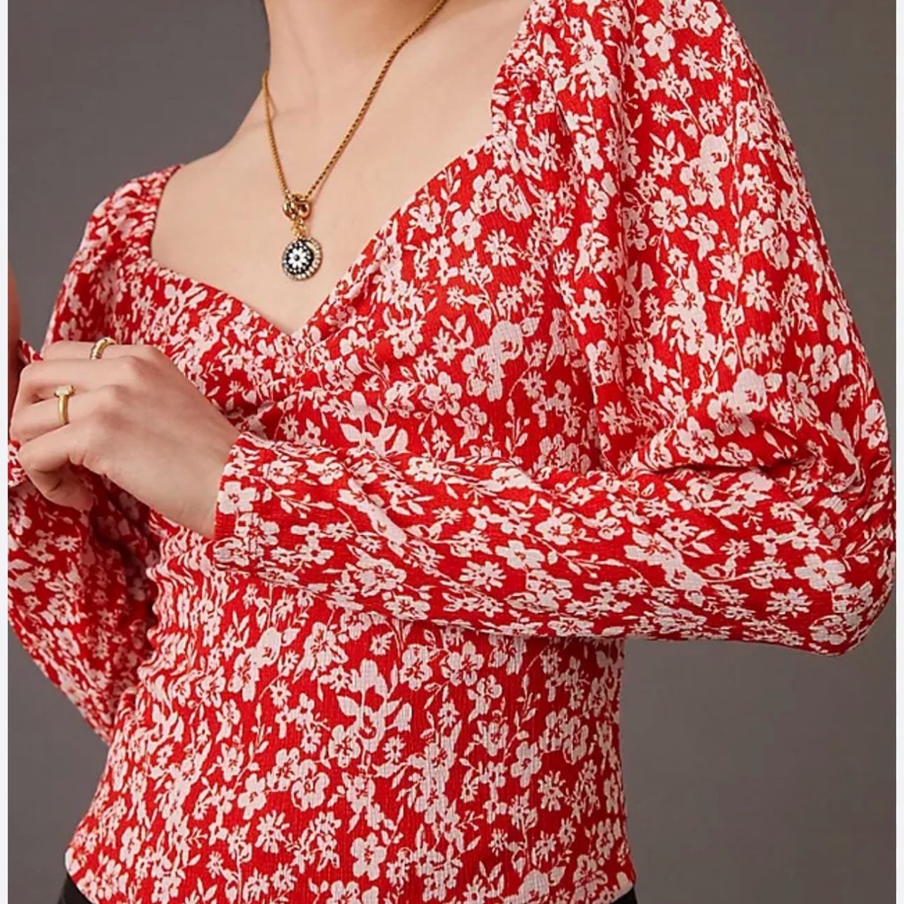 NWT Anthropologie floral puff blouse